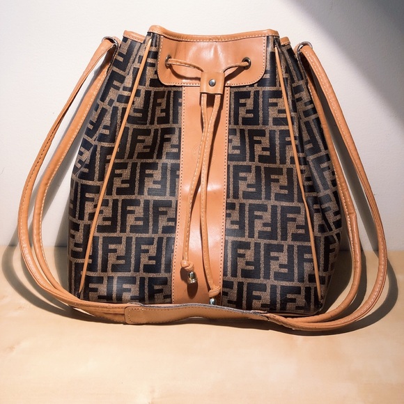 Fendi Handbags - FENDI Vintage Zucca Drawstring Bag